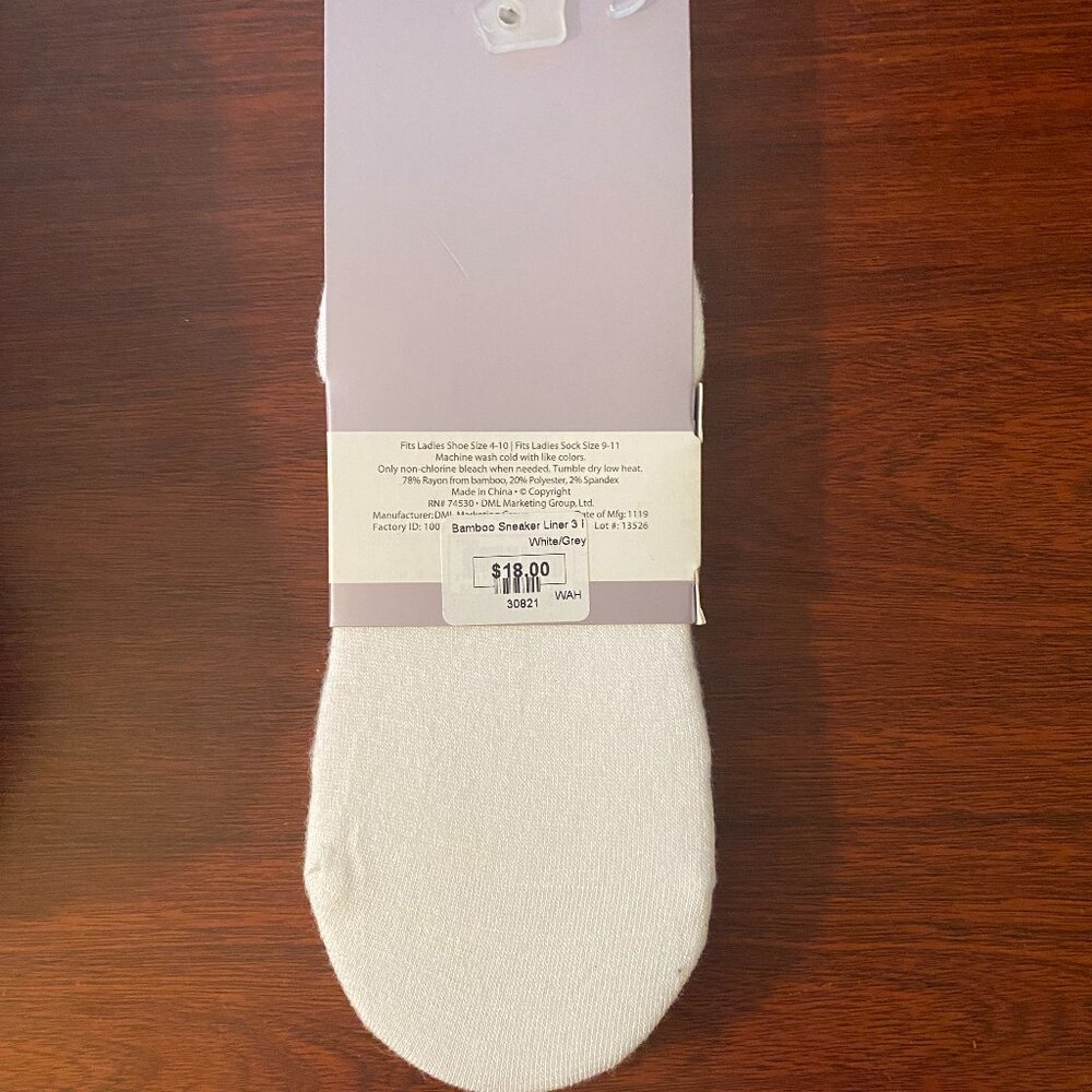 Women's Sneaker Liner Socks - 3 Pair White/Gray - Picture 2 of 3